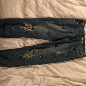 Jeweled boyfriend jeans